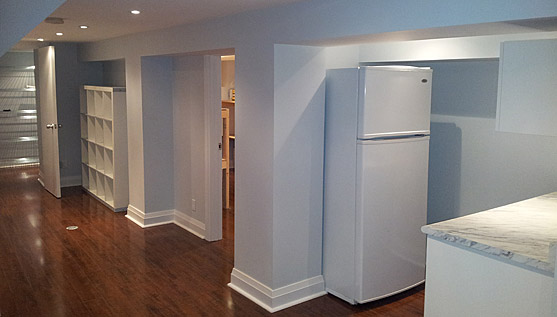 View of linen closet, utility room, and food storage area